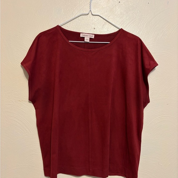 Coldwater Creek Red Boxy Cap Sleeve Blouse - Picture 1 of 8